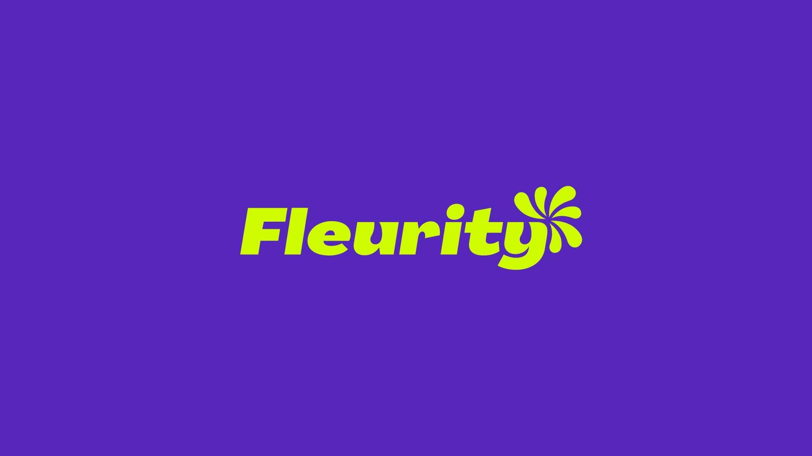 logo Fleurity amarelo com fundo roxo