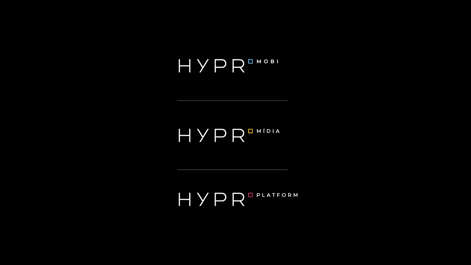 fundo preto com três logotipos hypr