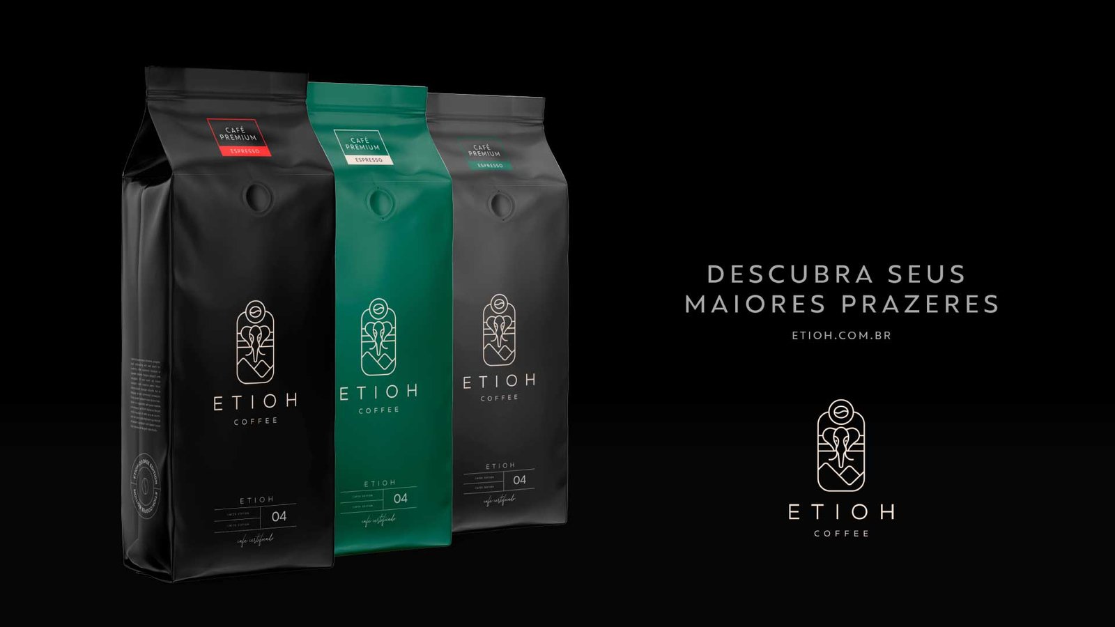 embalagens de café com fundo preto etioh
