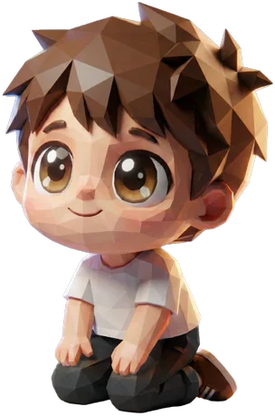 Menino em composição low poly