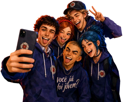 Jovens fazendo selfie